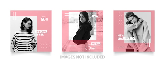 Plantilla De Publicacion De Venta De Moda En Redes Sociales E Instagram Con Color Rosa Vector Premium