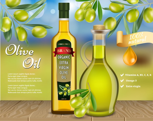 Plantilla Realista De Vector De Aceite De Oliva B Publicidad | Vector ...