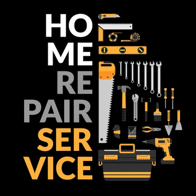 Plantilla de servicio de reparación de viviendas. Vector Premium