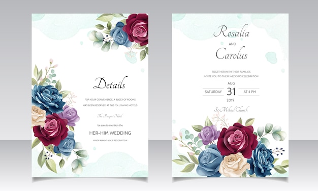 Plantilla de tarjeta de invitación de boda hermosa corona ...