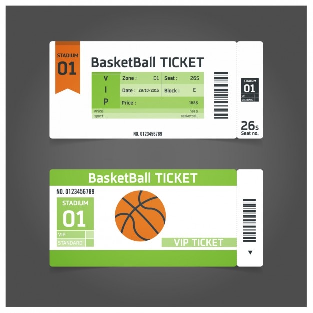 Plantilla de ticket para partido de baloncesto Vector Gratis