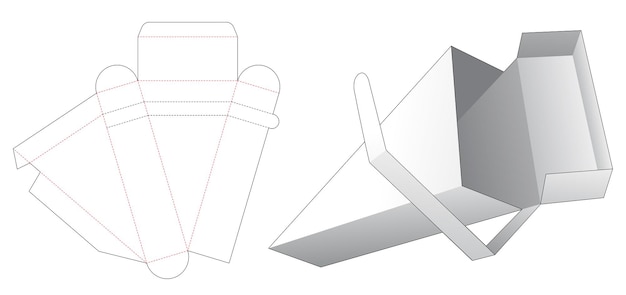 Plantilla Troquelada De Caja De Embalaje Triangular Con Tapa Superior Con Cremallera Vector 7250