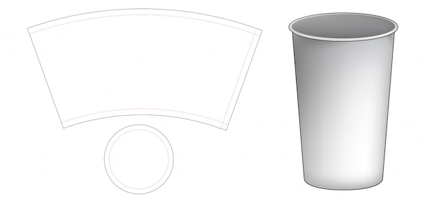 Plantilla De Troquelado De Vaso De Papel Vector Premium