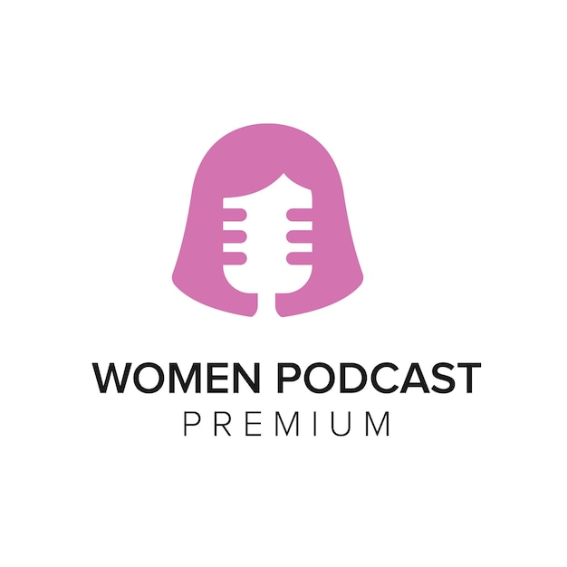 Plantilla De Vector De Icono De Logotipo De Podcast De Mujeres Vector Premium 