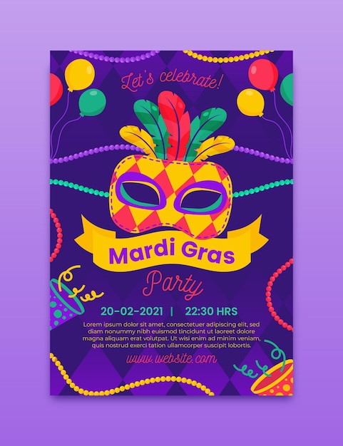 Plantilla De Volante De Mardi Gras Vector Gratis