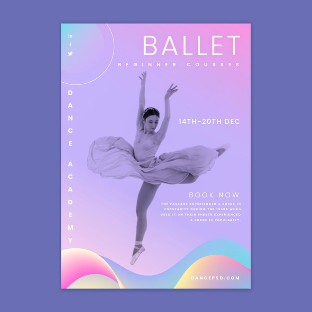 Plantilla De Volante Vertical De Ballet Bailando Vector Premium