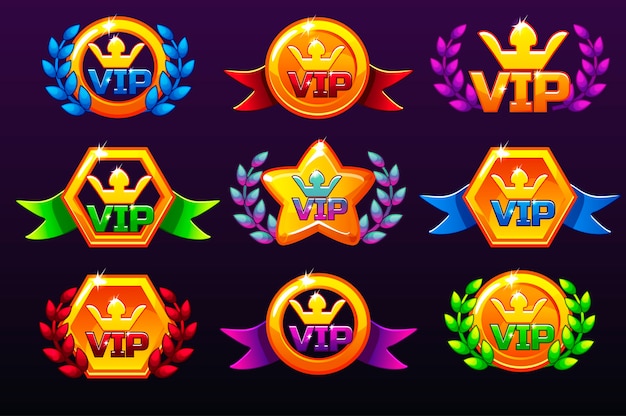 Plantillas De Colores Iconos Vip Para Premios Creacion De Iconos Para Juegos Moviles Vector Premium