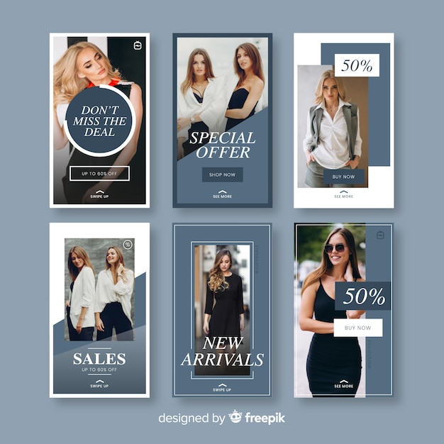 Plantillas de instagram stories de rebajas de moda vector gratuito