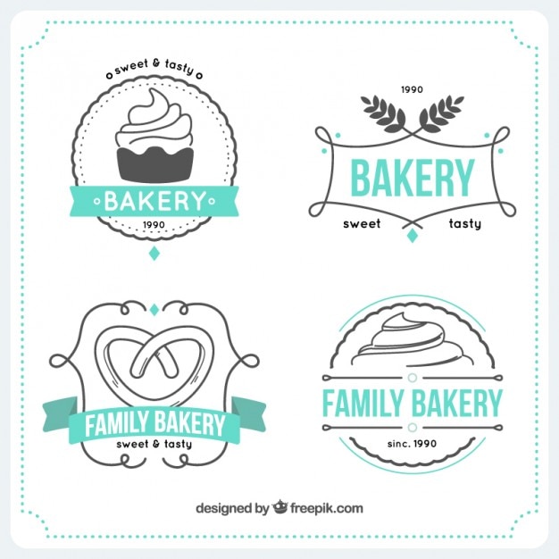 Plantillas De Logos De Panaderia Dibujados A Mano Vector Gratis