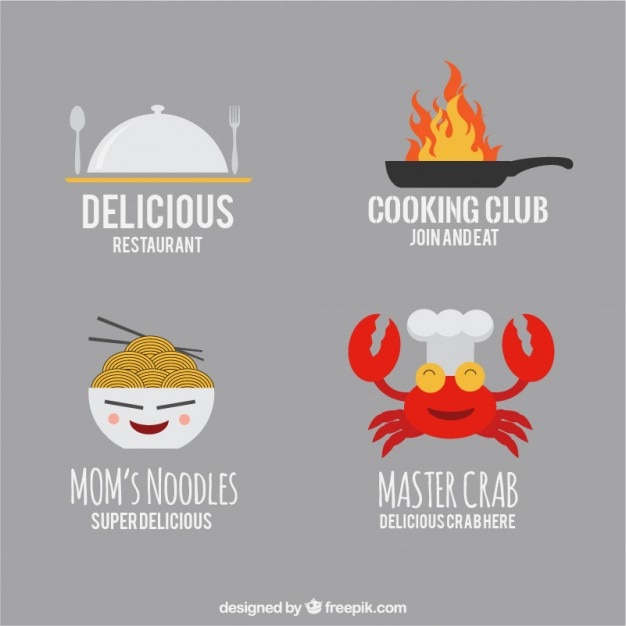 Plantillas de logos de restaurante divertidos | Vector Premium