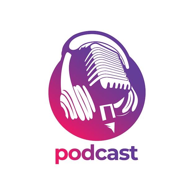 Podcast logo diseño simple | Vector Premium
