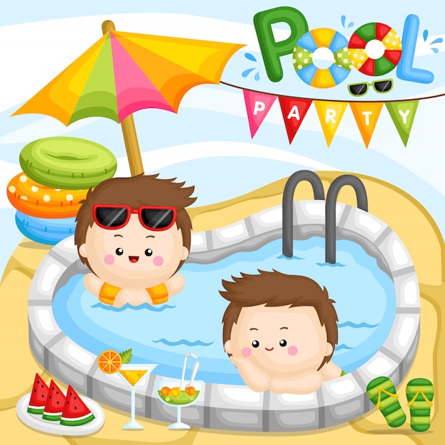 Pool party boy | Vector Premium