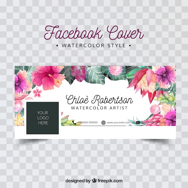 Portada de facebook con flores de acuarela  Descargar 