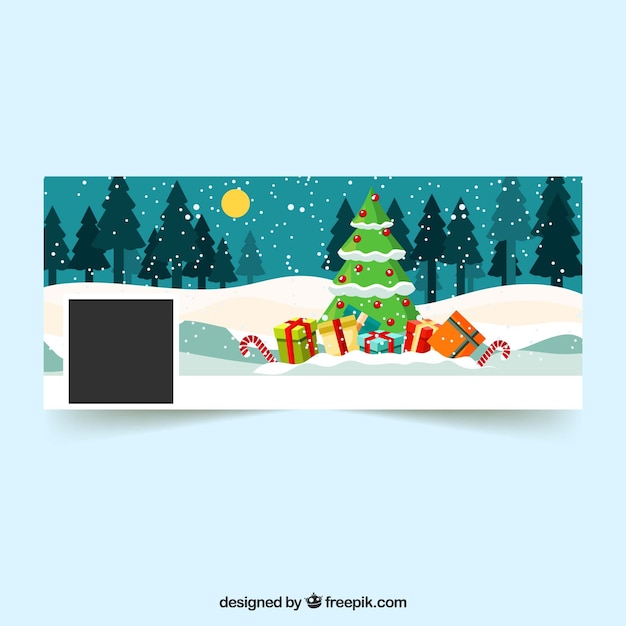Portada de facebook de árbol de navidad | Vector Gratis