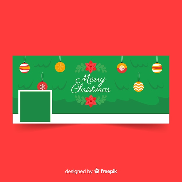 Portada facebook navidad árbol de navidad plano | Vector Gratis