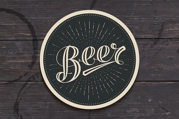 Posavasos Con Letras Dibujadas A Mano Cerveza Vector Premium