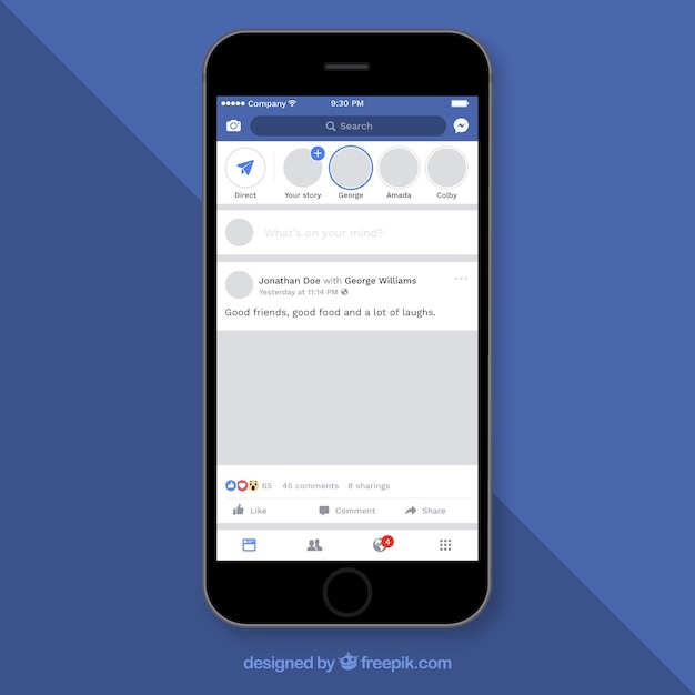 Download Post de facebook en el móvil con diseño plano | Descargar ...