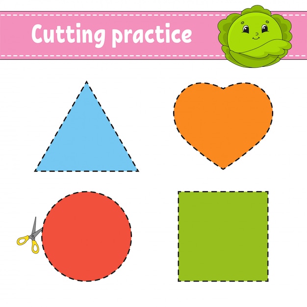 Práctica de corte para niños. Vector Premium