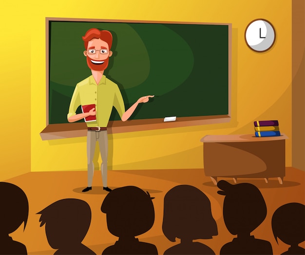Profesor enseñando a los estudiantes en el aula | Vector Premium