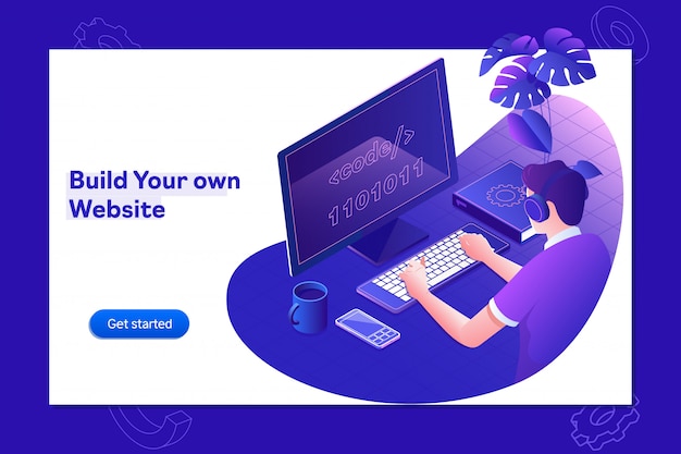 Programador y desarrollo de ingeniería. Vector Premium