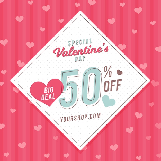 Promoción de venta de san valentín de diseño plano Vector Gratis