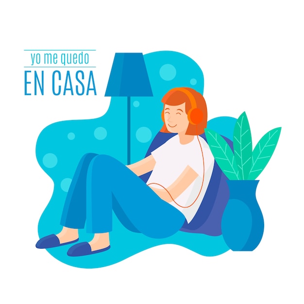 Quedarse en casa diseño ilustrado | Vector Gratis