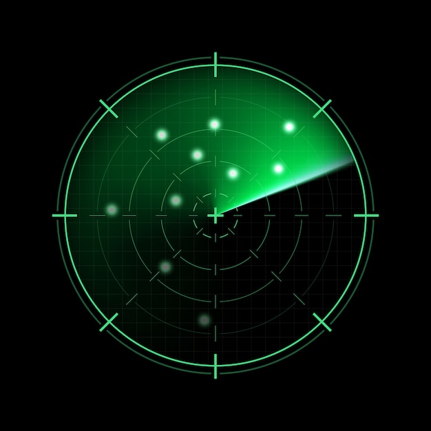 Radar Verde Aislado Sobre Fondo Oscuro Vector Premium