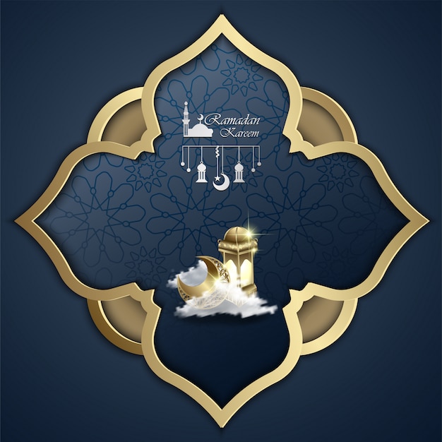 Ramadán kareem islámico diseño abstracto mandala y linterna ilustración Vector Premium