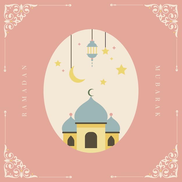 Ramadan mubarak tarjeta de diseño vector gratuito