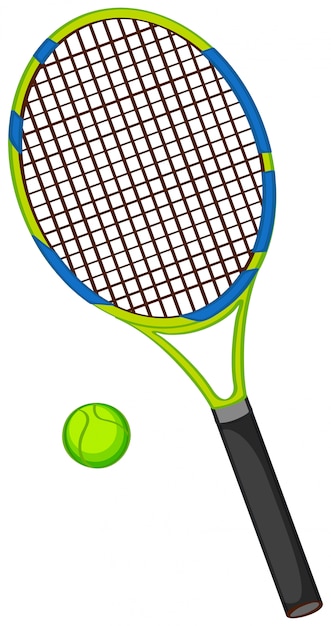Raqueta de tenis con pelota aislada | Vector Premium