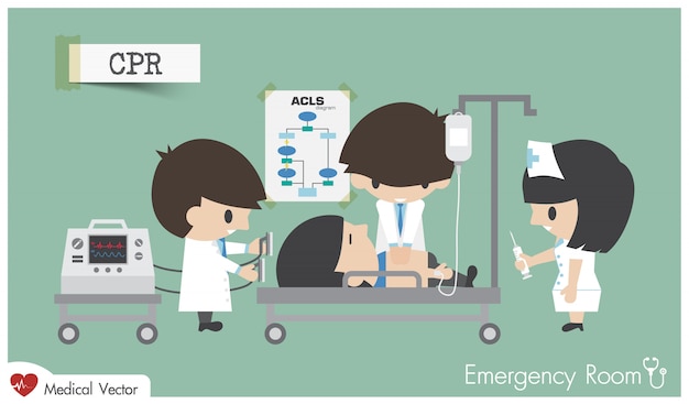 Rcp en la sala de emergencias | Vector Premium