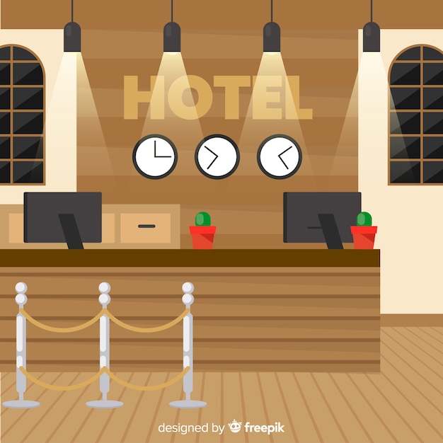 Recepcion De Hotel Moderno Con Diseno Plano Vector Gratis