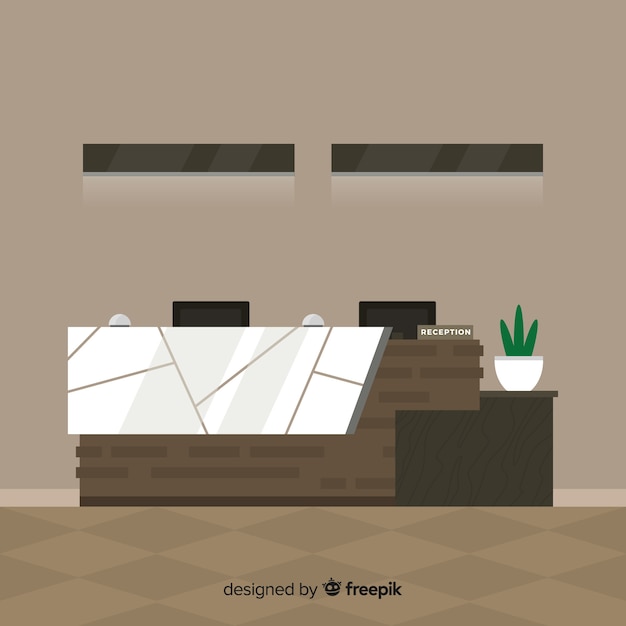 Recepcion De Hotel Moderno Con Diseno Plano Vector Gratis