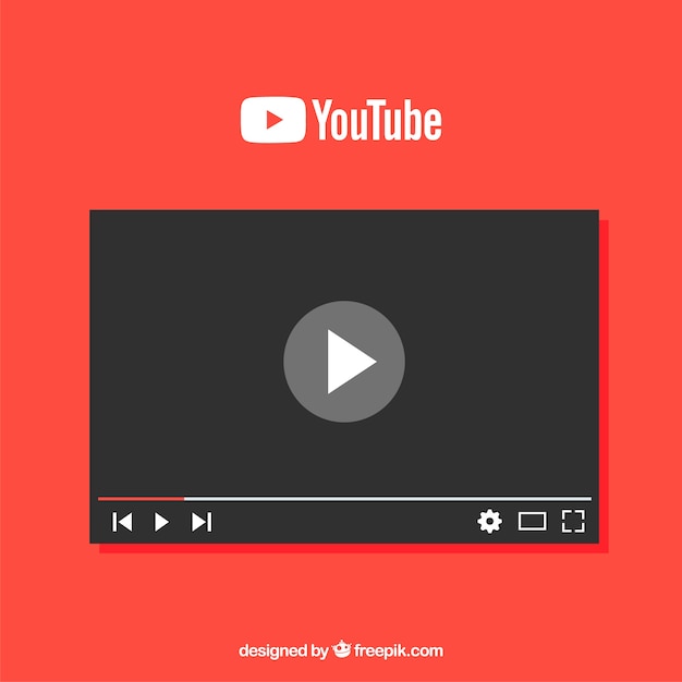 Reproductor de youtube con diseño plano vector gratuito