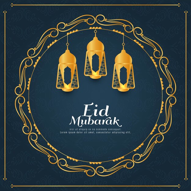 Resumen De Fondo De Marco Dorado Eid Mubarak Vector Gratis