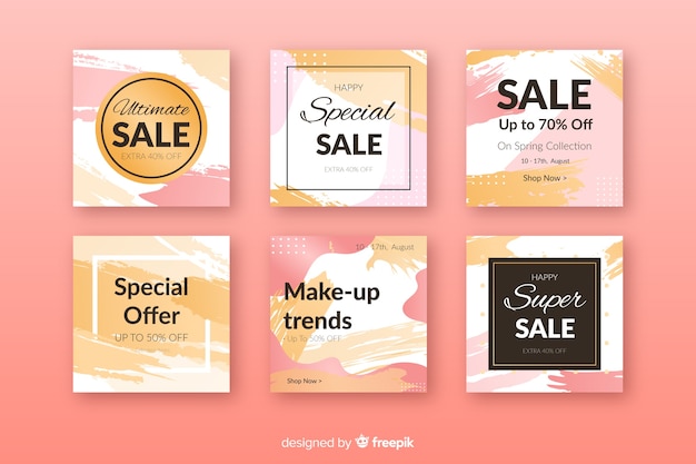 Resumen instagram sale post collection vector gratuito