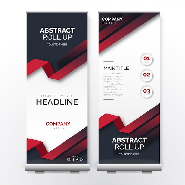 Resumen roll up template con formas rojas vector gratuito