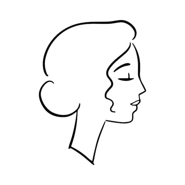 Retrato De Mujer Retrato De Perfil Romántico Estilo Dibujado A Mano Logotipo Simple Para 5721