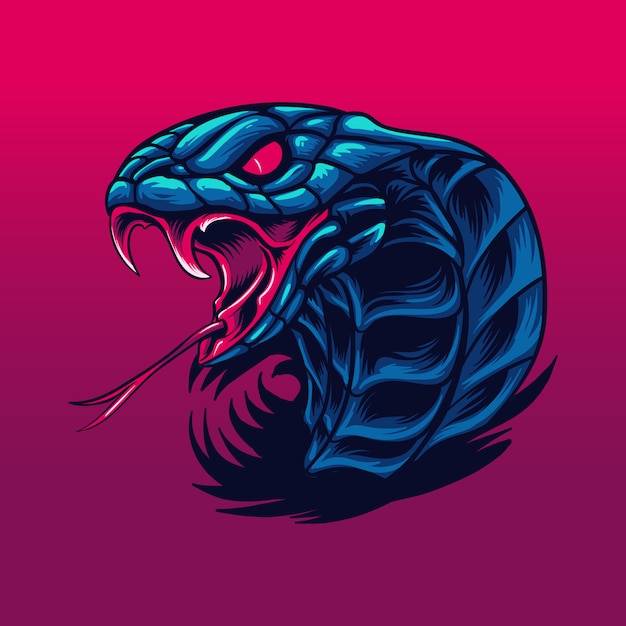 Rey cobra serpiente bestia salvaje ilustración Vector Premium