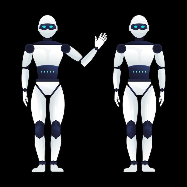 Robot Blanco Con Cuerpo Como Humano Inteligencia Artificial Ilustración De Vector De Estilo 4449