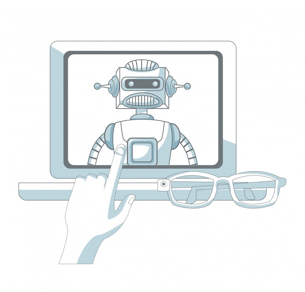 Robot De Inteligencia Artificial Vector Premium