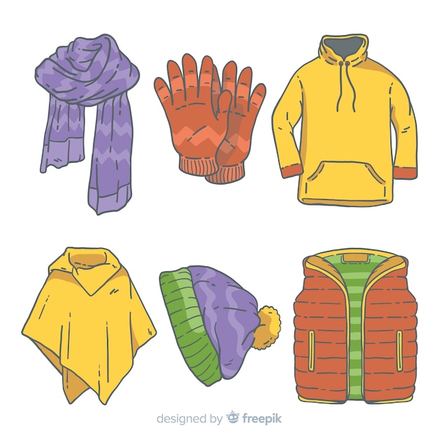 Ropa invierno dibujada a mano | Vector Gratis