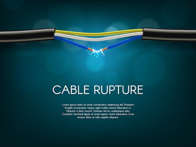 Rotura de cable eléctrico cortocircuito en banner de línea eléctrica