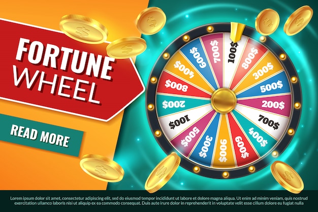 Rueda De La Fortuna Lucky Jackpot Ganador Banner De Texto Ruleta De Premios Del Casino Juego Ganar Oportunidad Circulo Fondo De Juego Vector Premium