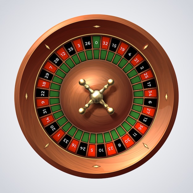 Ruleta de casino. juego aislado giro rojo de madera, bote ...