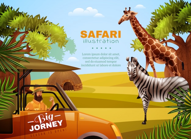 Safari Coloreado Cartel Vector Gratis