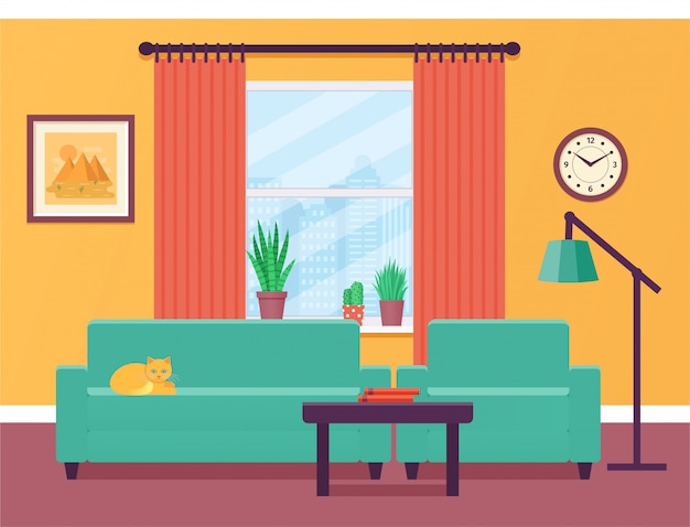 Sal N Interior Ilustraci N Plano Vector Premium