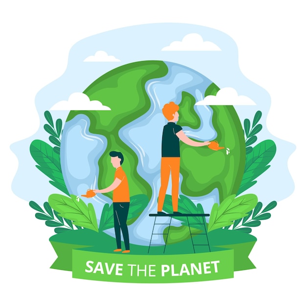 Salvar El Concepto Del Planeta Vector Gratis Earth Illustration Hot