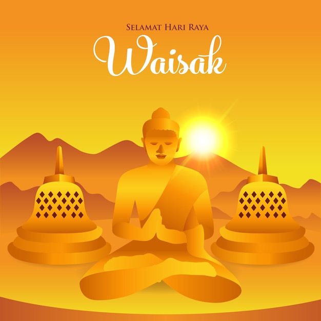 Selamat hari raya waisak. traducción feliz día de vesak. ilustración