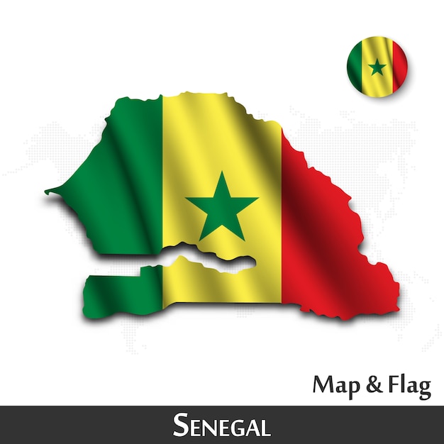 senegal mapa bandera Senegal Mapa Y Bandera Agitando Diseno Textil Punto Mapa Del Mundo De Fondo Vector Vector Premium senegal mapa bandera